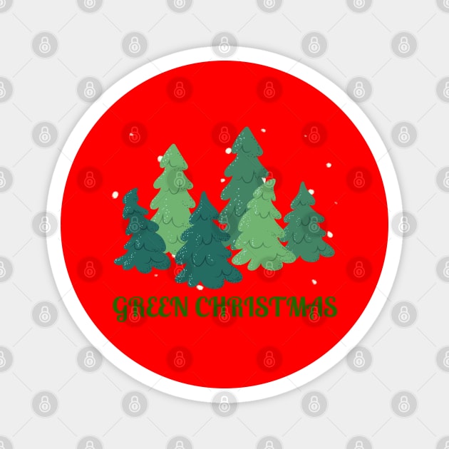 Green Christmas Trees Magnet by Creatifly Graphic Tees